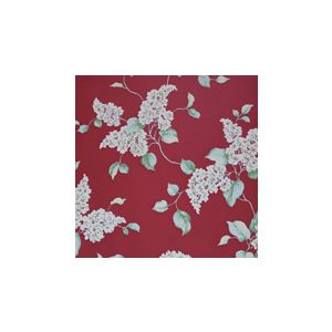 English Florals  G34321  Papel de  Parede   fundo  vermelho com flores rosa