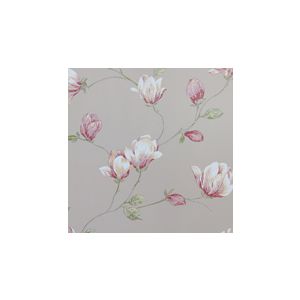 English Florals  G34324  Papel de  Parede   fundo  marrom com rosas rosa